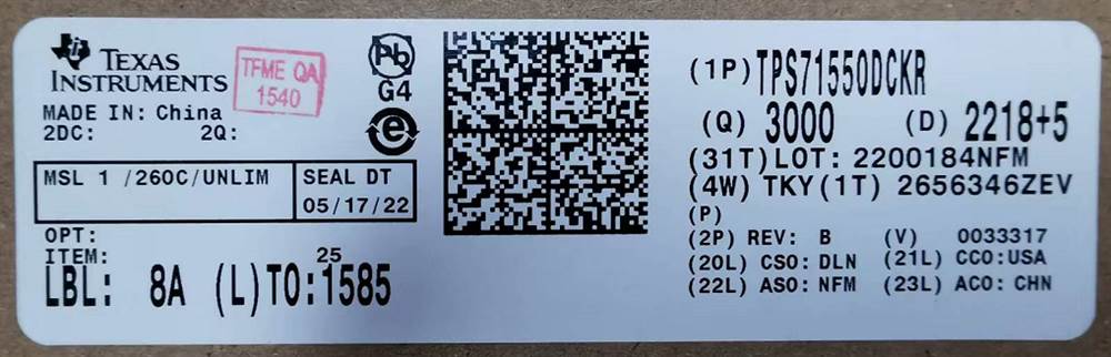 Integrated IC Electronic Components In-Stock TPS71550DCKR