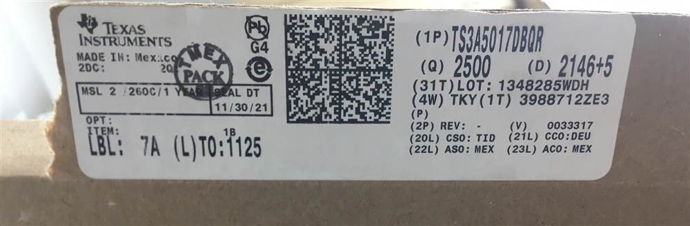Integrated IC Electronic Components In-Stock TS3A5017DBQR