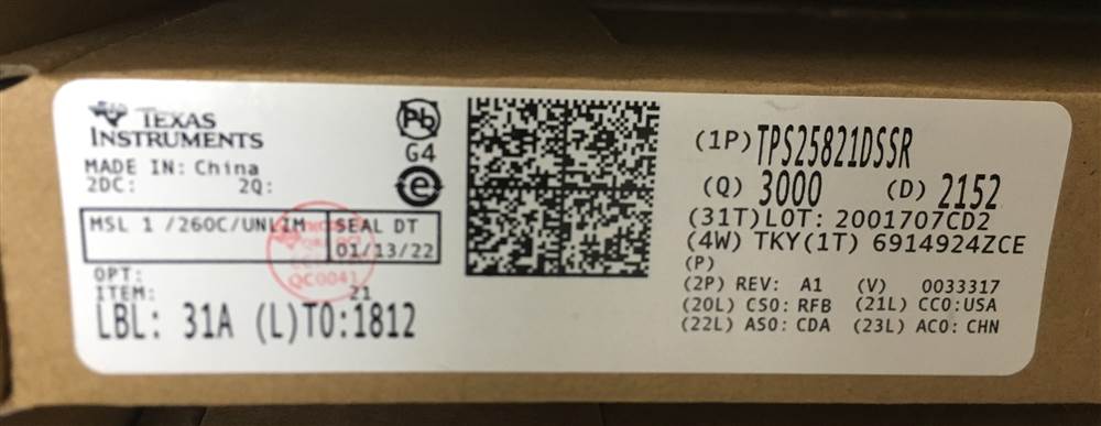 Integrated IC Electronic Components In-Stock TPS25821DSSR