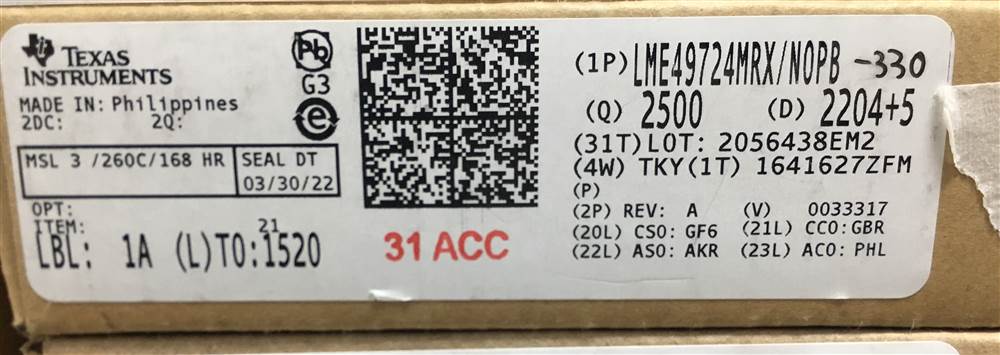 Integrated IC Electronic Components In-Stock LME49724MRX/NOPB