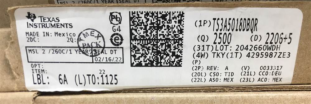 Integrated IC Electronic Components In-Stock TS3A5018DBQR