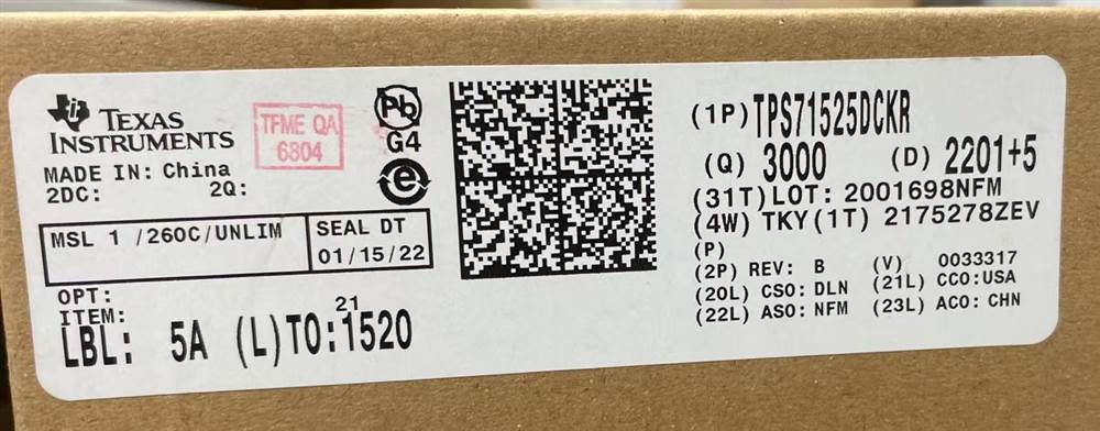 Integrated IC Electronic Components In-Stock TPS71525DCKR