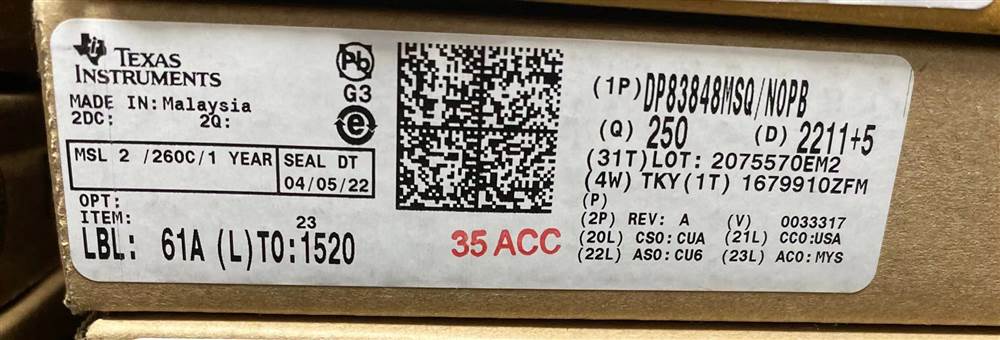 Integrated IC Electronic Components In-Stock DP83848MSQ/NOPB
