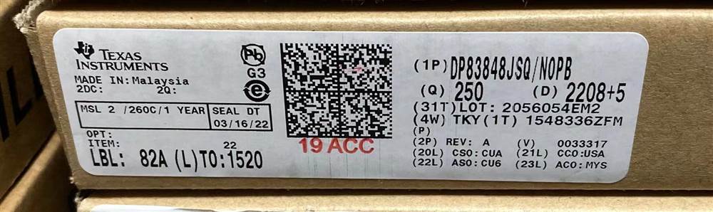Integrated IC Electronic Components In-Stock DP83848JSQ/NOPB