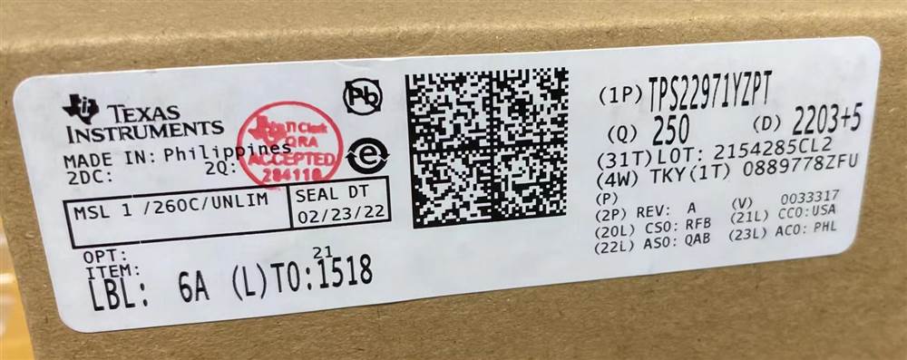 Integrated IC Electronic Components In-Stock TPS22971YZPT