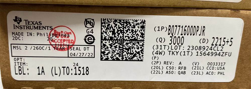 Integrated IC Electronic Components In-Stock BQ771600DPJR