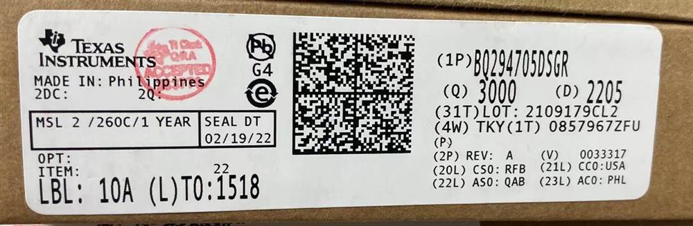 Integrated IC Electronic Components In-Stock BQ294705DSGR