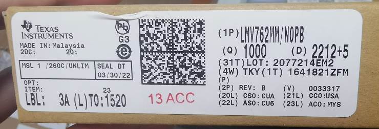Integrated IC Electronic Components In-Stock LMV762MM/NOPB