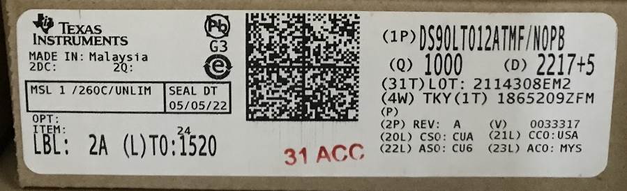 Integrated IC Electronic Components In-Stock DS90LT012ATMF/NOPB