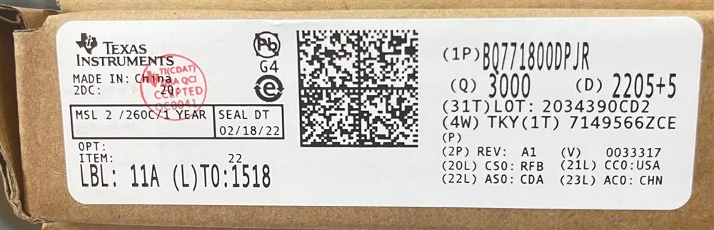 Integrated IC Electronic Components In-Stock BQ771800DPJR